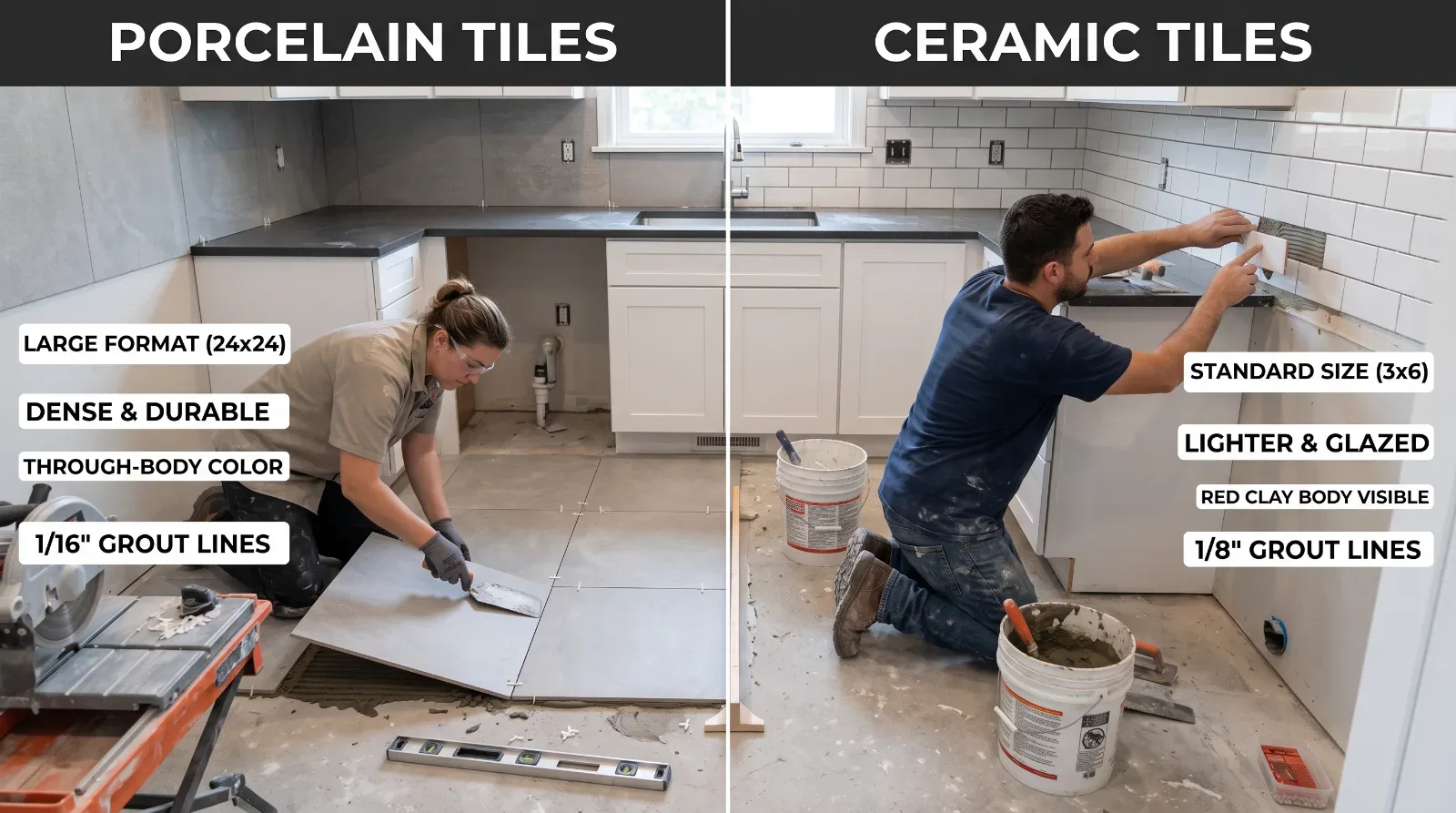 Porcelain vs Ceramic Tiles